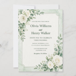 Invitación Boda Clásica Verde Menta