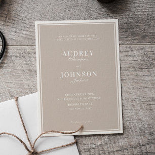 Invitación Boda Clásica Vintage de Lujo con Borde en Marfil