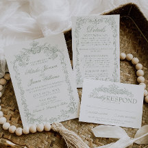Boda Clásica Vintage Verde Salvia Dinero Antiguo