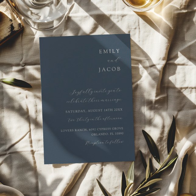 Invitación Boda clásico azul y blanco minimalista (Subido por el creador)