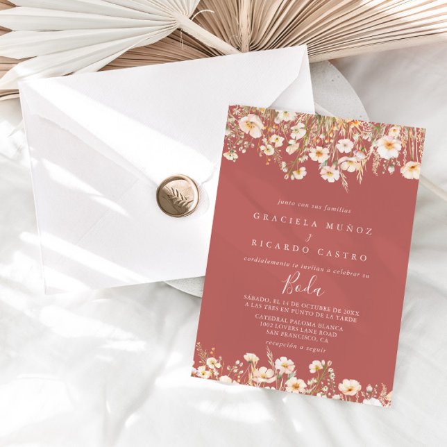 Invitación Boda clásico de Boho Rubor Wildflower (Subido por el creador)
