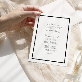 Invitación Boda clásico de color blanco negro