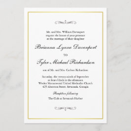 Invitación Boda clásico de elegancia simple borde dorado