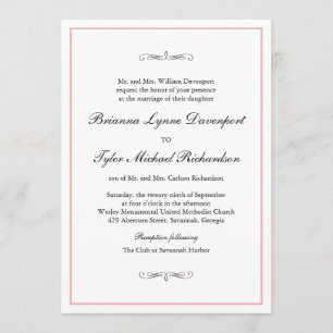 Invitación Boda clásico de elegancia simple borde Rubor
