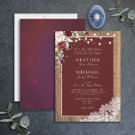 Invitación Boda clásico de escritura de color burdeos Rubor W<br><div class="desc">¡Estamos tan contentos con esta tradicional invitación formal a bodas botánicas y rústicas! Un diseño elegante y magnífico con escritura con letras blancas, fondo burdeos, encaje y un motivo de color botánico de color burdeos. Con una textura de madera de pino con honores, un falso encaje francés de Alençon y...</div>