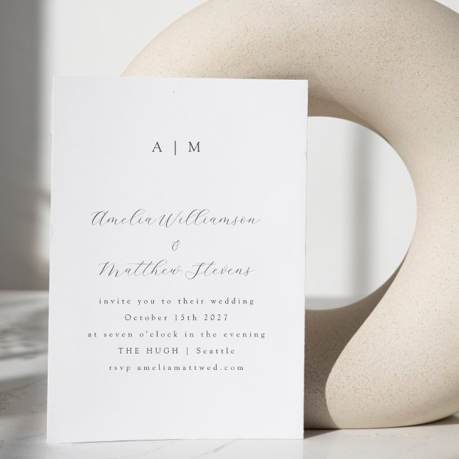 Invitación Boda clásico de escritura negra monográfica (Subido por el creador)