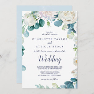 Invitación Boda clásico de flores blancas