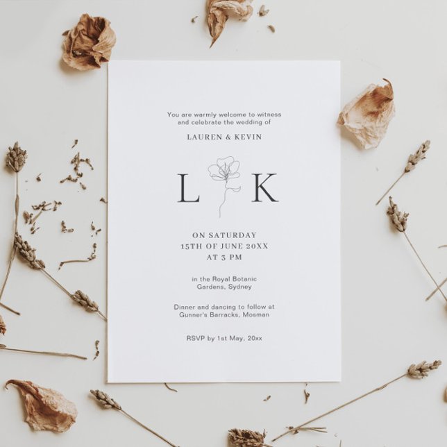 Invitación Boda clásico de flores ilustradas (Subido por el creador)