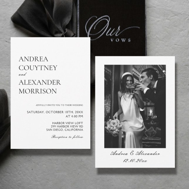 Invitación Boda clásico de fotografía en blanco y negro (Subido por el creador)