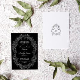 Invitación Boda clásico de la época victoriana negra y blanca