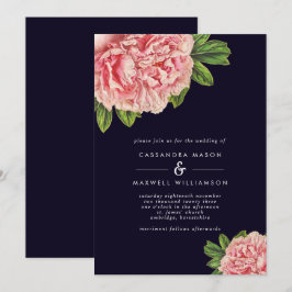 Invitación Boda clásico de la marina y los peones rosados