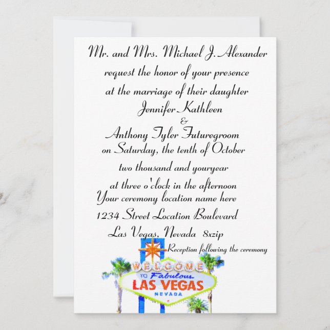 Invitación Boda clásico de Las Vegas (Anverso)