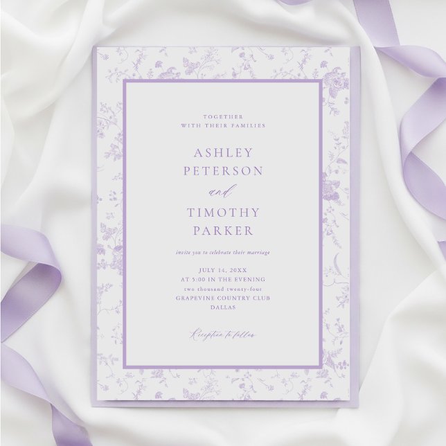 Invitación Boda clásico de lavanda de lavanda de estilo victo (Subido por el creador)