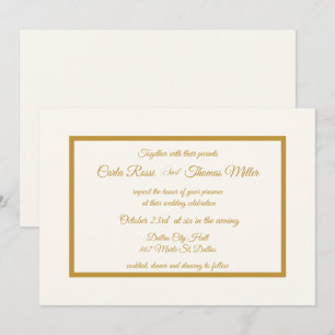 Invitación Boda clásico de marfil y oro