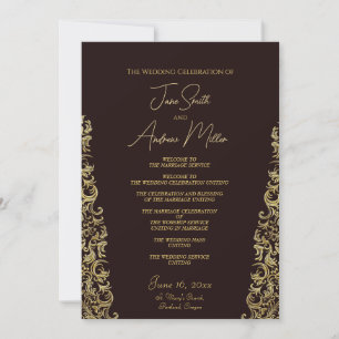 Invitación Boda clásico de marrones dorados