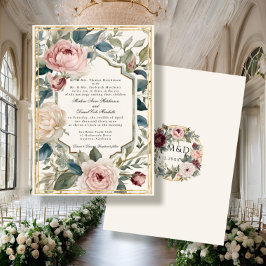 Invitación Boda Clásico de Oro de la Vintage floral francesa 