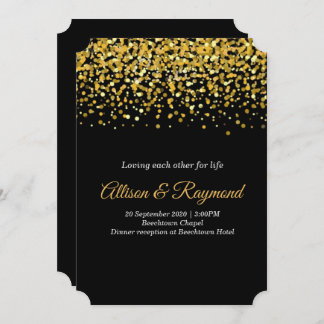 Invitación Boda clásico de puntos dorados y negros
