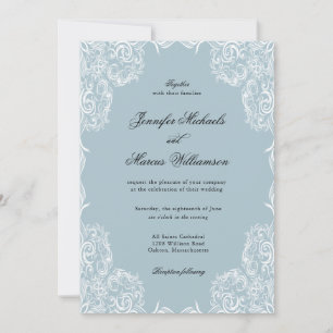 Invitación Boda clásico del marco del marco del marco azul tu