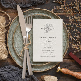 Invitación Boda clásico del monograma botánico