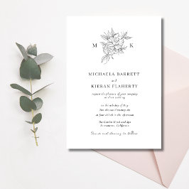 Invitación Boda clásico del monograma botánico