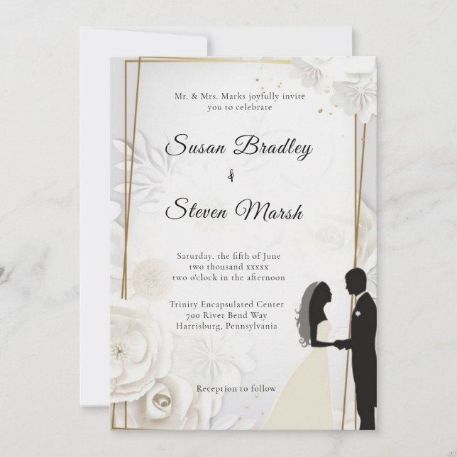 Invitación Boda clásico elegante, (Anverso)