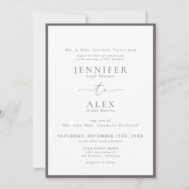 Invitación Boda clásico elegante (Anverso)