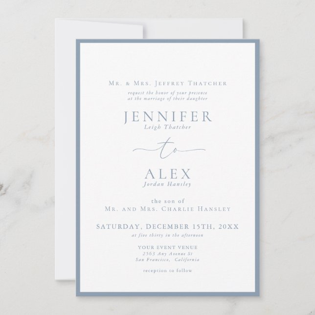 Invitación Boda clásico elegante (Anverso)
