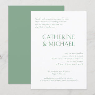 Invitación Boda clásico elegante bilingüe español