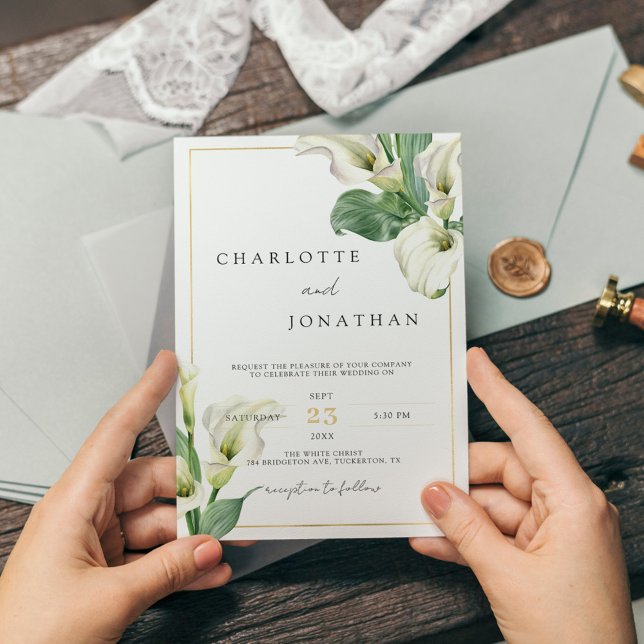 Invitación Boda clásico elegante de Calla blanca (Subido por el creador)