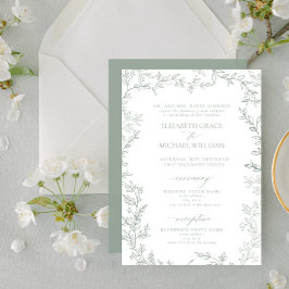Invitación Boda clásico elegante de estilo formal Sage Green 