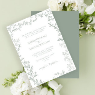 Invitación Boda clásico elegante de estilo formal Sage Green 