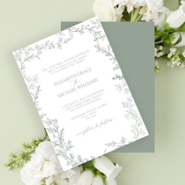 Invitación Boda clásico elegante de estilo formal Sage Green  (Subido por el creador)