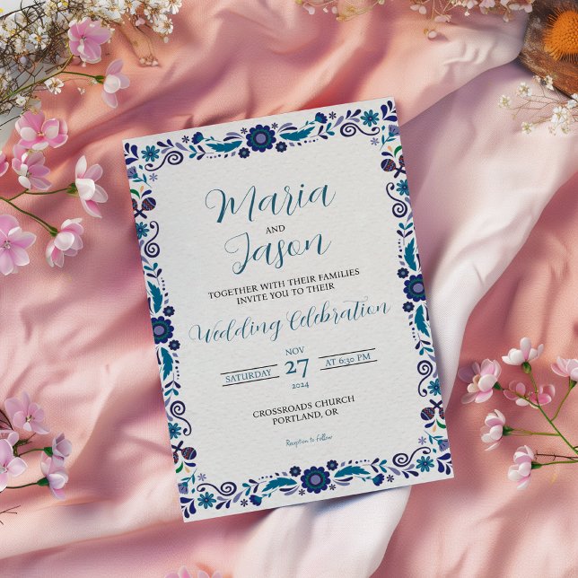 Invitación Boda Clásico Elegante de Floral Blanca de la Armad (Mexican Navy White Floral Elegant Classic Wedding Invitation)