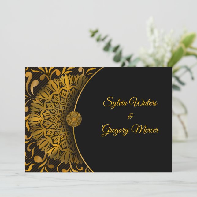 Invitación Boda clásico elegante de Mandala (Anverso de pie)