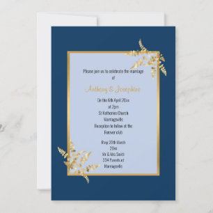 Invitación Boda CLÁSICO ELEGANTE De Oro Azul De Dos Tonos