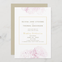 Invitación Boda clásico elegante y elegante de color rosa Peo