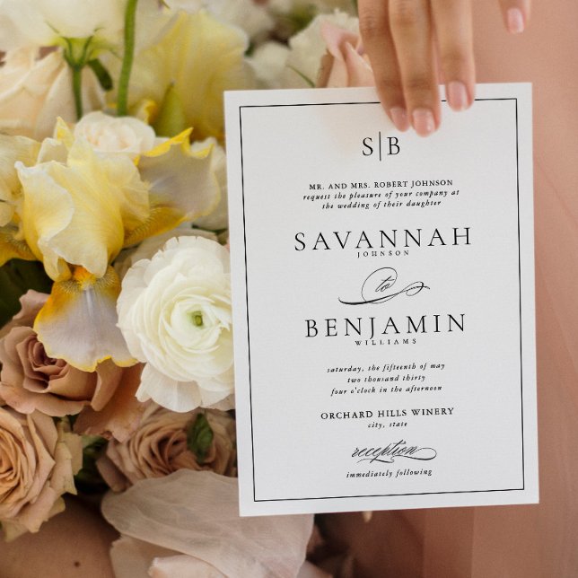 Invitación Boda clásico elegante y moderno de escritura monog (Subido por el creador)