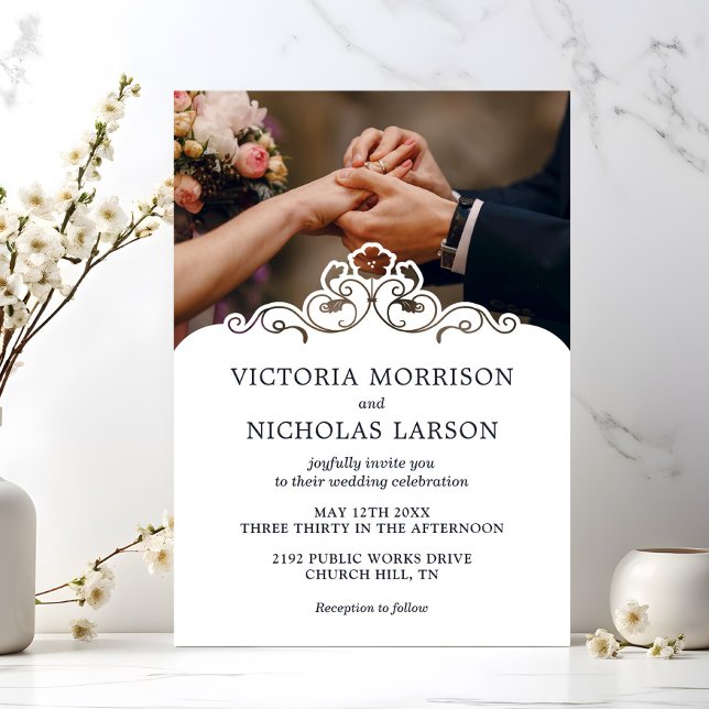 Invitación Boda Clásico Floral de Anillos Elegantes Modernos (Subido por el creador)