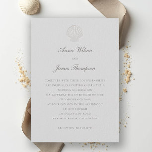 Invitación Boda clásico formal de la concha náutica costera