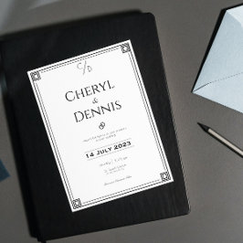 Invitación Boda clásico formal en blanco y negro