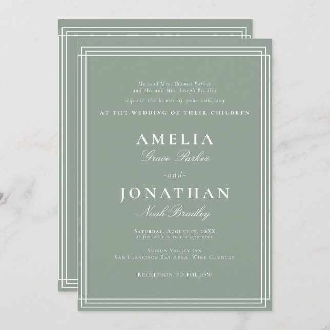Invitación Boda clásico formal simple (Anverso / Reverso)