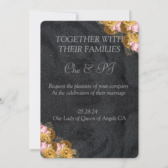 Invitación Boda Clásico Mínimo Negro (Anverso)