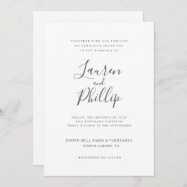 Invitación Boda clásico moderno negro y blanco