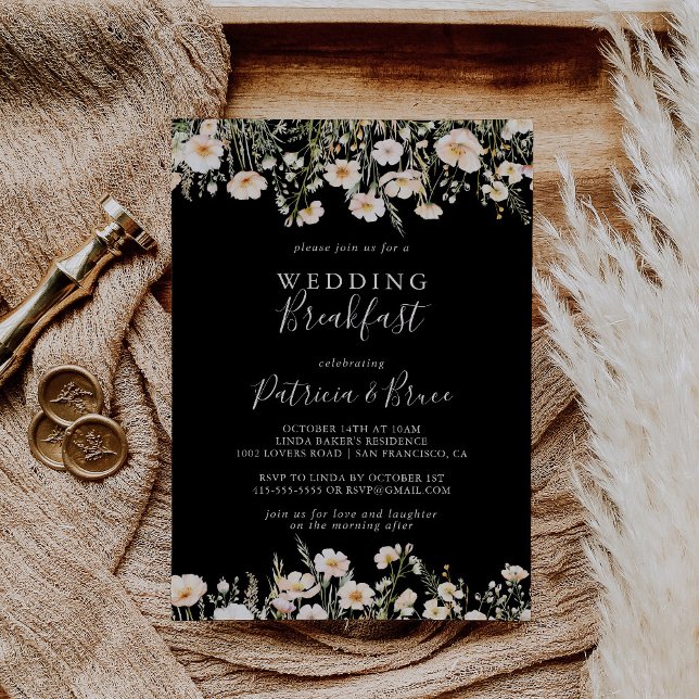Invitación Boda clásico Rubor Wildflower Black Breakfast (Subido por el creador)