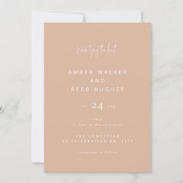 Invitación Boda clásico sencillo guión rosa Rubor