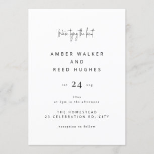 Invitación Boda clásico simple guión sencillo de texto sencil