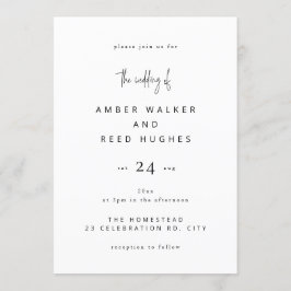 Invitación Boda clásico simple guión sencillo de texto sencil