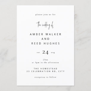 Invitación Boda clásico simple guión sencillo de texto sencil