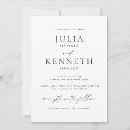 Invitación Boda clásico tradicional blanco y negro