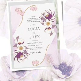 Invitación Boda clásico y bonito de color con Lotus y tinta c